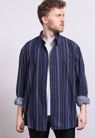 VINTAGE CORDUROY CORD STRIPED SHIRT