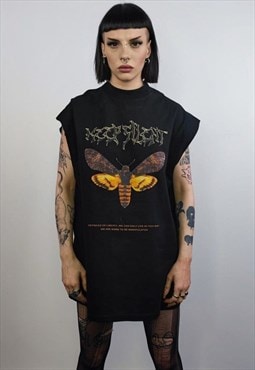 Butterfly sleeveless top Gothic moth t-shirt grunge vest