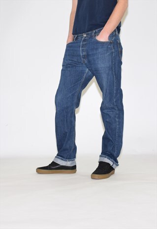 VINTAGE DARK BLUE LEVIS 501 STRAIGHT LEG JEANS