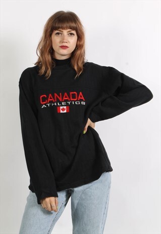 VINTAGE 90'S OVERSIZE CANADA GRAPHIC PRINT SWEATSHIRT BLACK