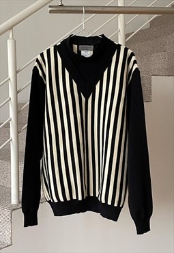 YOHJI YAMAMOTO Sweater 80s 90s Knit Jumper Striped Wool