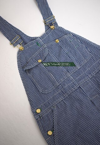 VINTAGE 90S KEY BLUE PINSTRIPE DUNGAREES