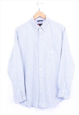 Vintage Chaps Shirt Blue / White Striped With White Logo 