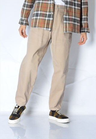VINTAGE 90S BEIGE PLEATED MINIMALIST PANTS