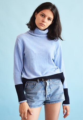 90'S RETRO ROLL NECK VELVET KNIT JUMPER