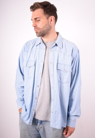 LEVI'S MENS VINTAGE DENIM SHIRT XL BLUE 90S