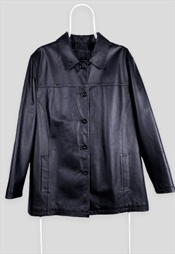 Vintage Genuine Black Leather Jacket Women's Large