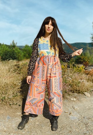HENDRIX WIDE LEG JUMPSUIT - DAISY ZIG ZAG - M