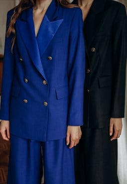 Woolen double-breasted suit