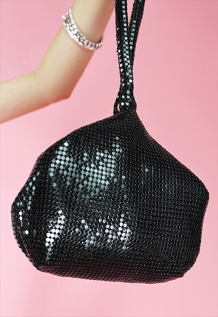 VINTAGE INSPIRED PURSE BAG IN BLACK WITH SEQUINS