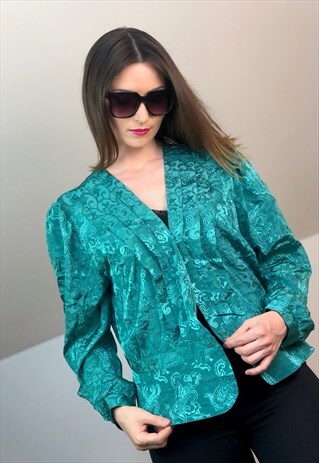 BLAZER GREEN DISCO SHIRT 90S 90S EUROPE BLOUSE