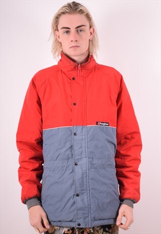 BERGHAUS MENS VINTAGE WINDBREAKER JACKET XL RED 90S