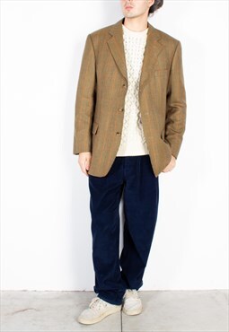 Men's Burberry Pied De Poule Red Checked Blazer