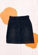 VINTAGE SKIRT Y2K REWORKED BLACK CORDUROY MINI SKIRT