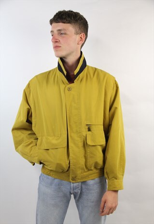VINTAGE MUSTARD NAVY-COLLARED BOMBER JACKET