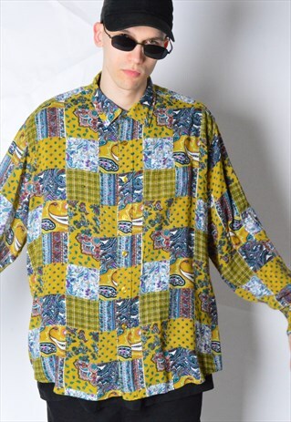 VINTAGE 90S PAISLEY CHECK LONG SLEEVE SHIRT