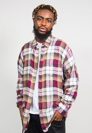 90'S TARTAN PLAID FLANNEL VINTAGE SHIRT