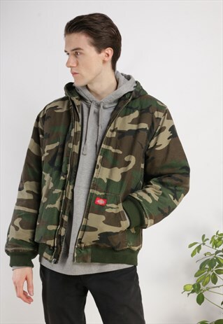 VINTAGE DICKIES CAMO CHORE JACKET GREEN X415