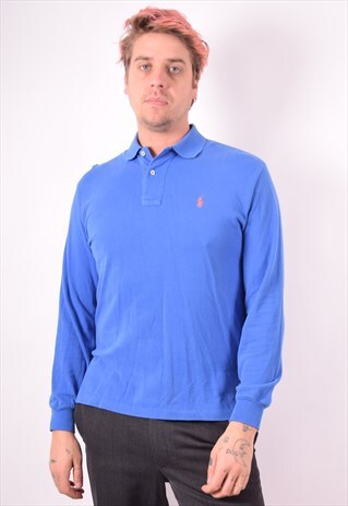 POLO RALPH LAUREN MENS VINTAGE POLO SHIRT SMALL BLUE 90S