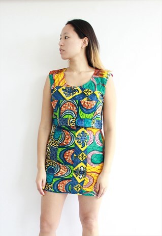 MULTI RAINBOW AFRICAN PRINT SET TOP AND SKIRT