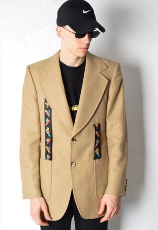 REWORKED VINTAGE 70S BEIGE BLAZER X SKI SNOWBOARD