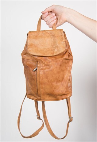 VINTAGE TAN BROWN LEATHER RUCKSACK BACKPACK