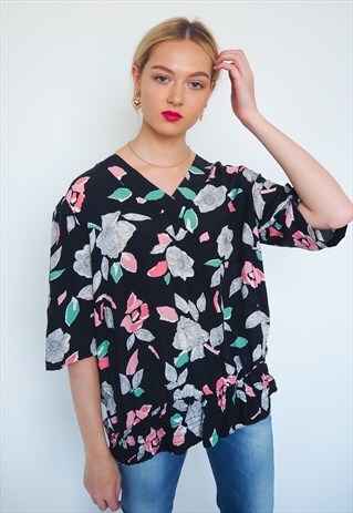 VINTAGE FLORAL PATTERN BLOUSE