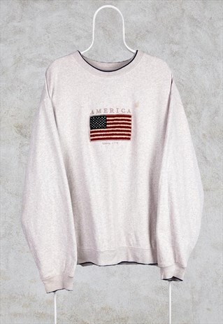 VINTAGE AMERICAN EMBROIDERED SWEATSHIRT CROFT & BARROW XXL