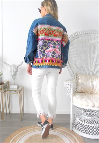 VINTAGE JEANS JACKET ETHNIC EMBROIDERY
