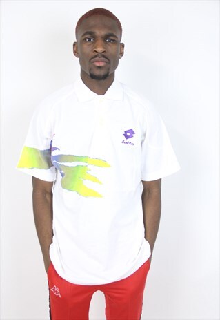 VINTAGE LOTTO 90'S PATTERNED POLO SHIRT