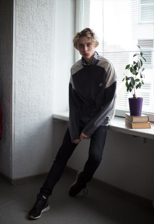 VINTAGE 90'S GREY COLOUR BLOCK VELVET JACKET