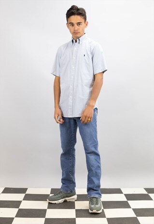 BLUE AND GREY RALPH LAUREN CHECK SHIRT