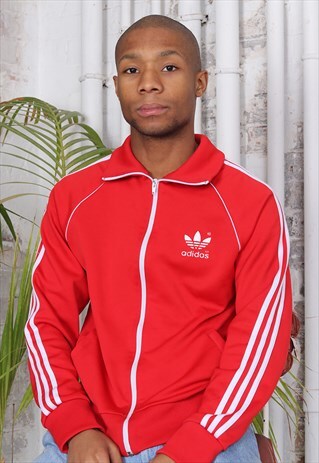 VINTAGE ADIDAS LOGO THREE STRIPE TRACK JACKET RED