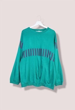 Vintage  Sweatshirt Stripes details in Green XL