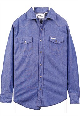 Vintage 90's JAGUAR Shirt Denim Long Sleeve Button Up Blue