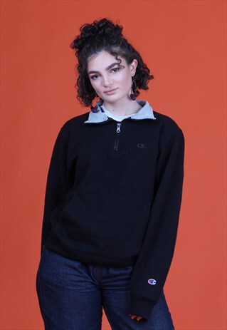 BLACK/GREY CHAMPION 1/4 ZIP FLEECE