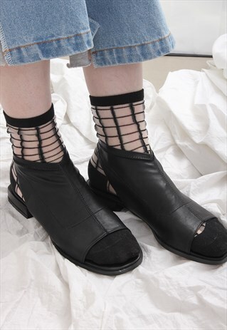 (KOREAN) OPEN TOE LEATHER SANDALS