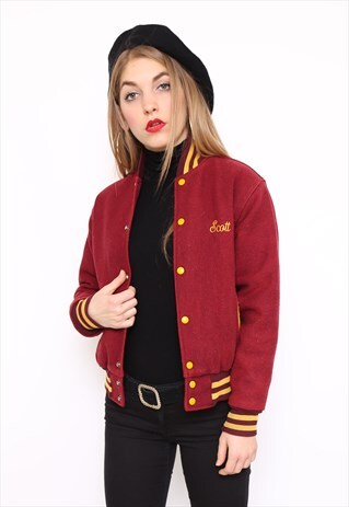 VINTAGE 60S PURPLE USA ARLINGTON VARSITY BOMBER JACKET