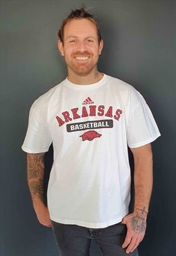 Vintage ADIDAS Akansas Basketball T-Shirt with Back Logo