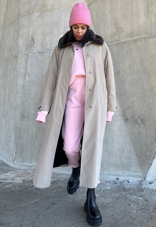 trench coat with faux fur collar