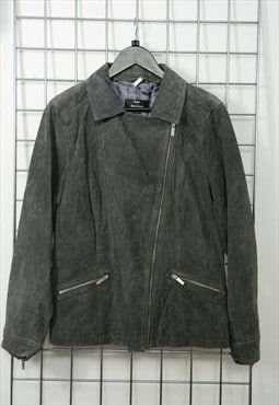 Vintage 90s Suede Biker jacket Green Size L