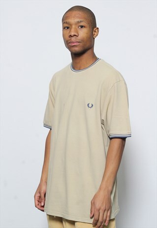 VINTAGE FRED PERRY PIQUE T-SHIRT BEIGE