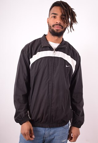 NIKE MENS VINTAGE TRACKSUIT TOP JACKET LARGE BLACK 90S