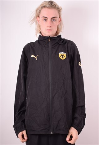 PUMA MENS VINTAGE TRACKSUIT TOP JACKET XL BLACK 90S