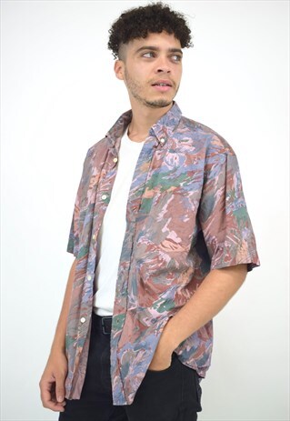 VINTAGE 90S MAUVE PATTERN PRINT SHIRT