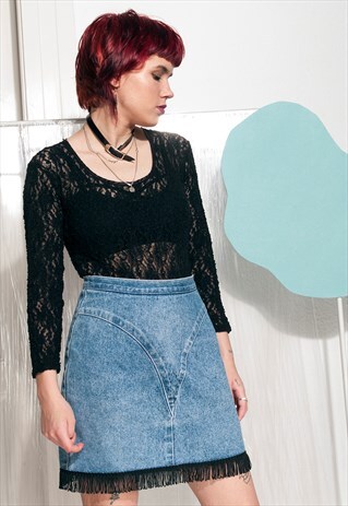 VINTAGE BODYSUIT 90S GRUNGE SHEER BLACK SEE-THROUGH BODY