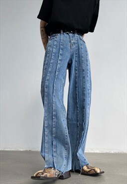Men's Design multilayer raw edge jeans