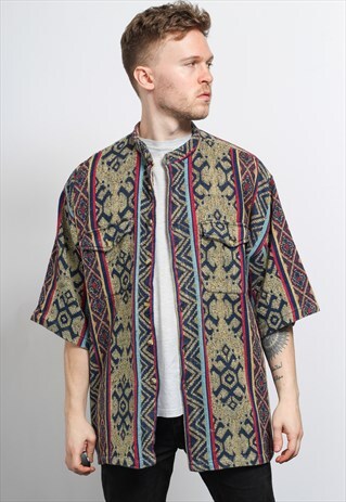 VINTAGE AZTEC PATTERNED SHIRT