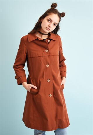 VINTAGE 70'S RETRO MOD MINIMALIST TWEED TRENCH COAT