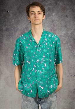 90s hawaiian shirt in vibrant green color perfect for summer